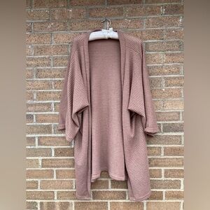 Brown lightweight waffle Knit Cardigan, 2x